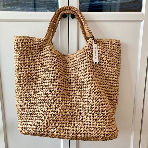 NWT Fallon & Royce Mel Woven Straw Tote in 'Natural' - Picture 8 of 15